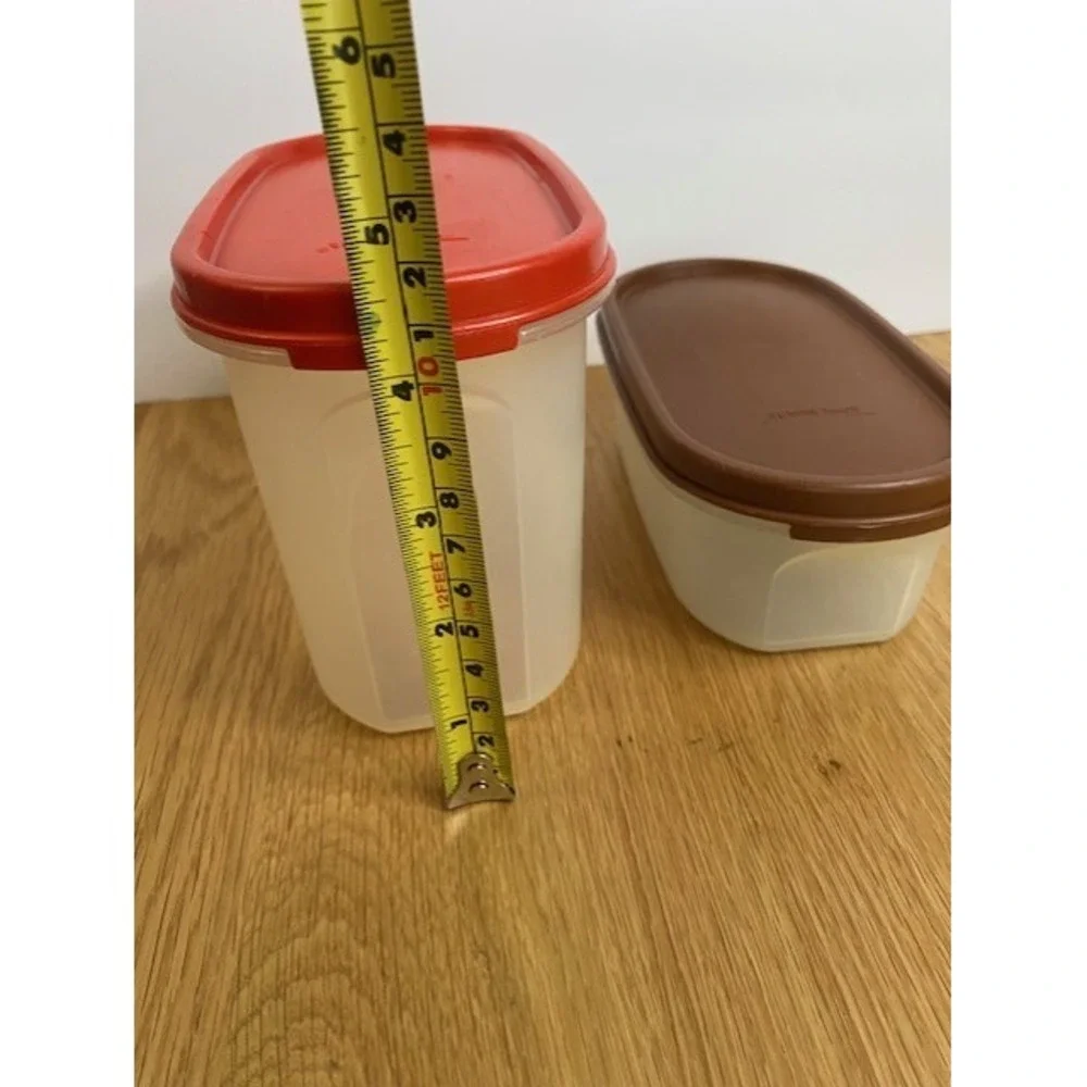 Tupperware Modular Mates Oval‎ Containers Set 2 Red Brown Good 1616-2 1616-8